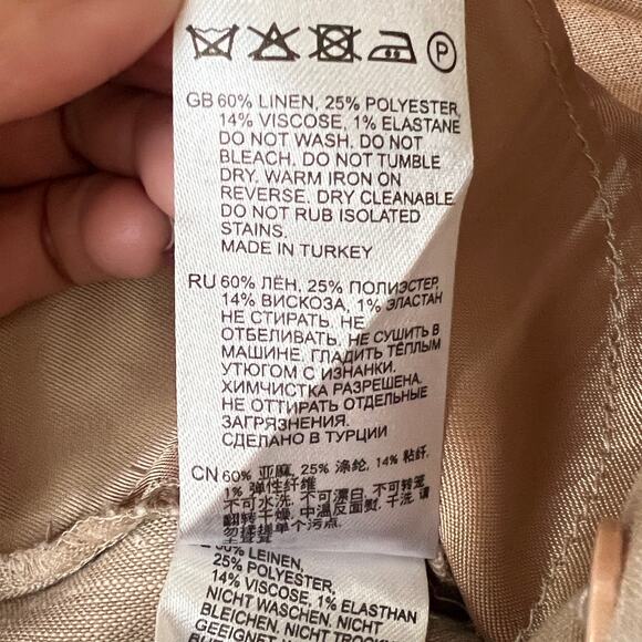 REISS Womens Cargo Style Linen Blend Trousers Size 10 - Picture 9 of 13